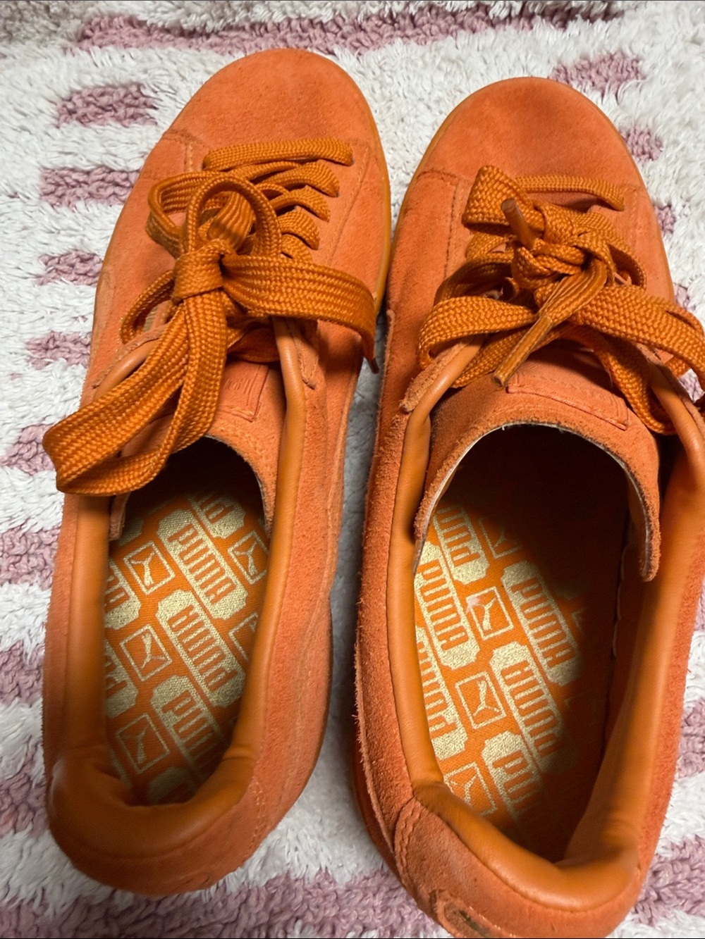 Puma Kids Orange Suede Low-Top Sneakers